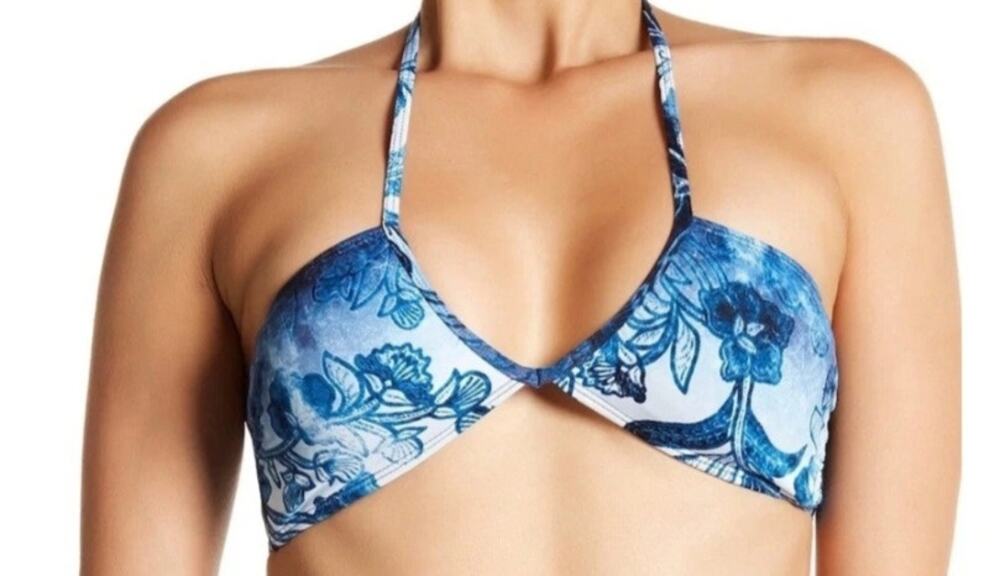 Bikini Lab Blue Floral Swim Top Size S NWT